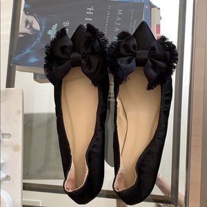 Black Satin flats